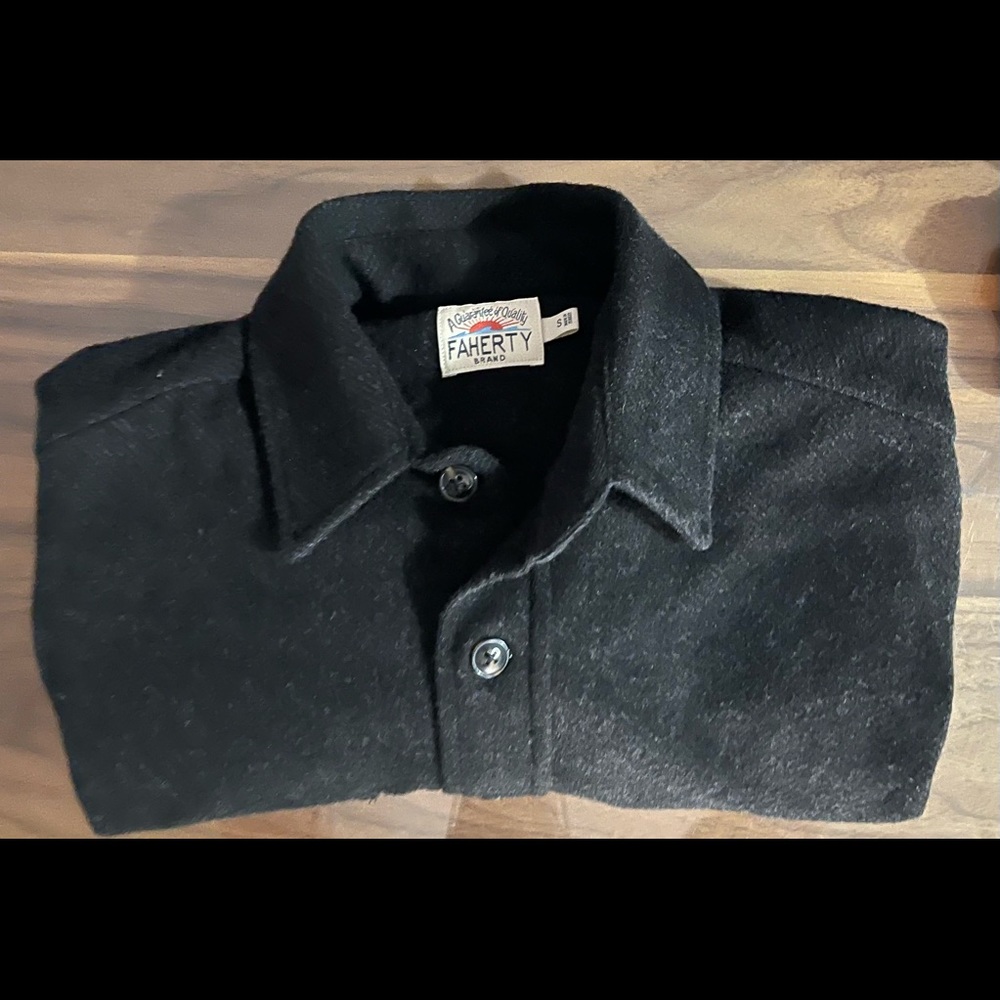 Faherty Legend Sweater Shirt Heathered Black Twill - worn once